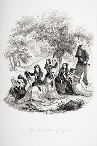 De fem søstre af York, illustration fra "Nicholas Nickleby" af Charles Dickens (1812-70) udgivet i 1839